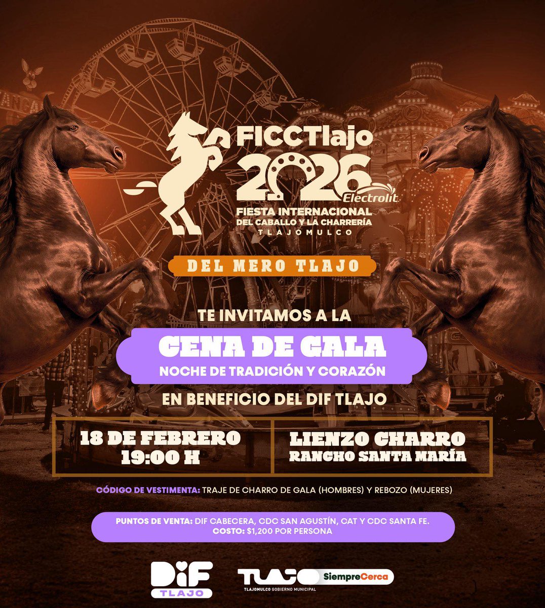 Mi gente, desde el #DIFTlajo las y los invitamos este 18 de febrero a una cena de gala llena de tradición y corazón 🧡 para recaudar fondos en favor de quienes más lo necesitan. 

Aquí les comparto toda la información sobre el evento y la venta de los boletos.👇