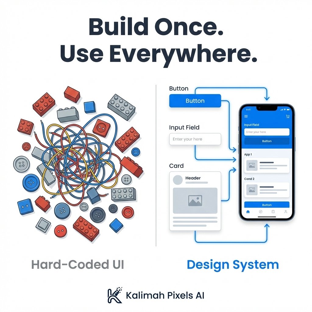 KalimahPixelsAI's tweet photo. If your app has 50 shades of blue, you have a problem. 🎨

Inconsistency kills trust. We build Design Systems (Component Libraries). Change it once. Update it everywhere. 🔄

Build a LEGO kit, not a painting. 🧱

#DesignSystem #Flutter #UI #KalimahPixelsAI https://t.co/jCUb5EuVgp