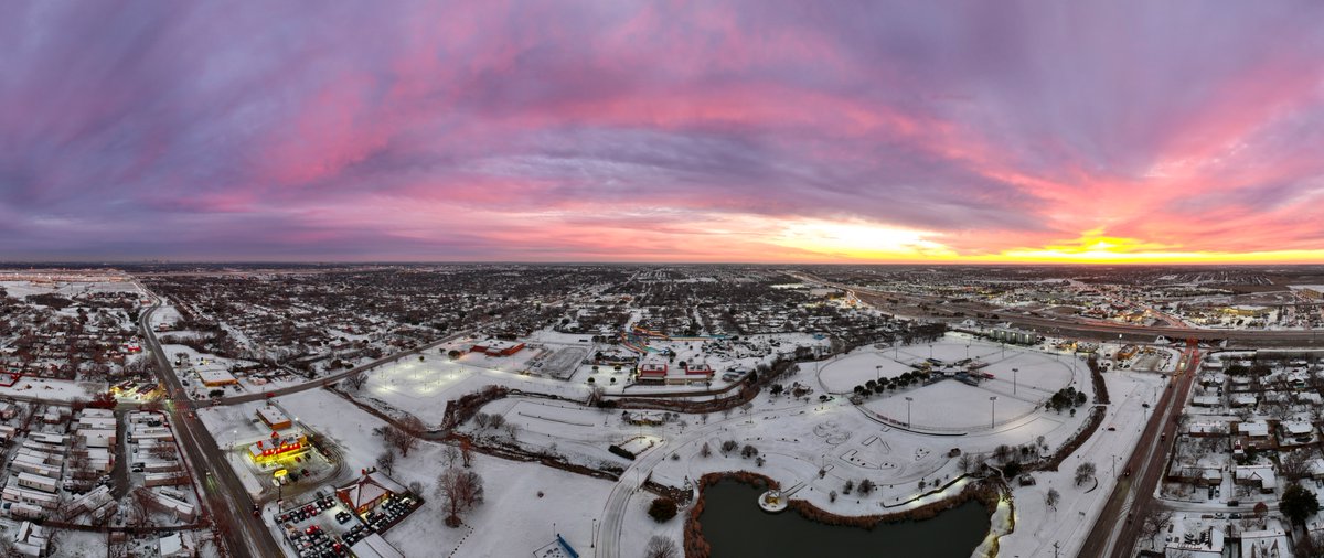 A great view of a beautiful sunset this evening! You can see just how much sleet, snow, and ice remains in the neighborhoods.