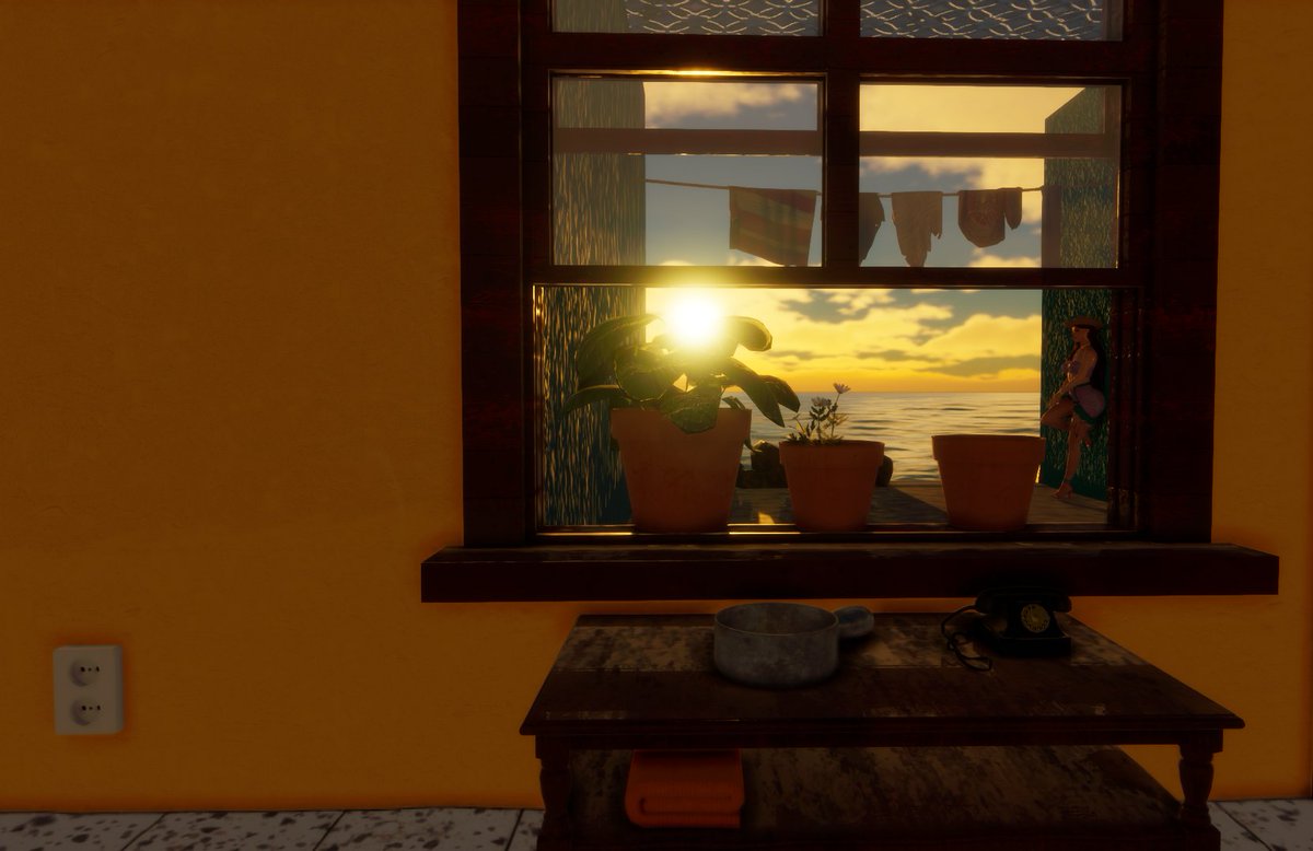 bambiePC's tweet image. Through the kitchen window ☀️🌊👒 @Pixel_Crowd3d #adultgaming #buildinggame #lifesimulator