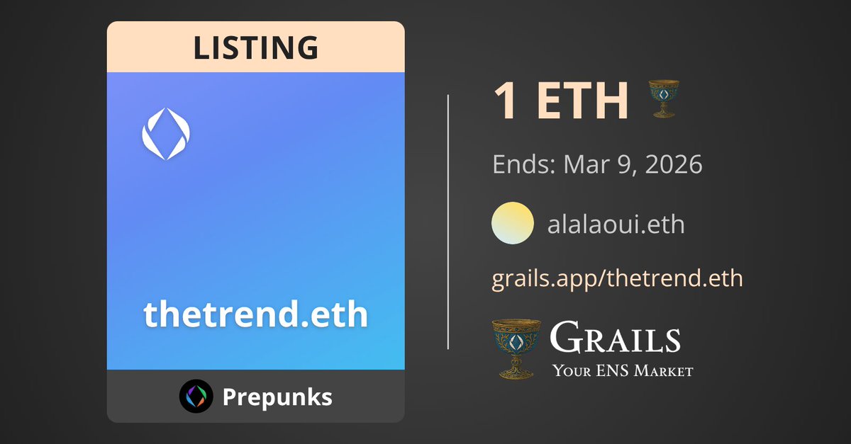 mlyabdelkabir's tweet photo. Thetrend.eth is a statement.
The kind that doesn’t need loud branding or hype.
It just lands.
#DomainsForSale #DomainNames #ensdomains #web3 #nfts #ai #crypto #thetrend #btc #blockchain #eth #defi #dao https://t.co/50meV66CXR