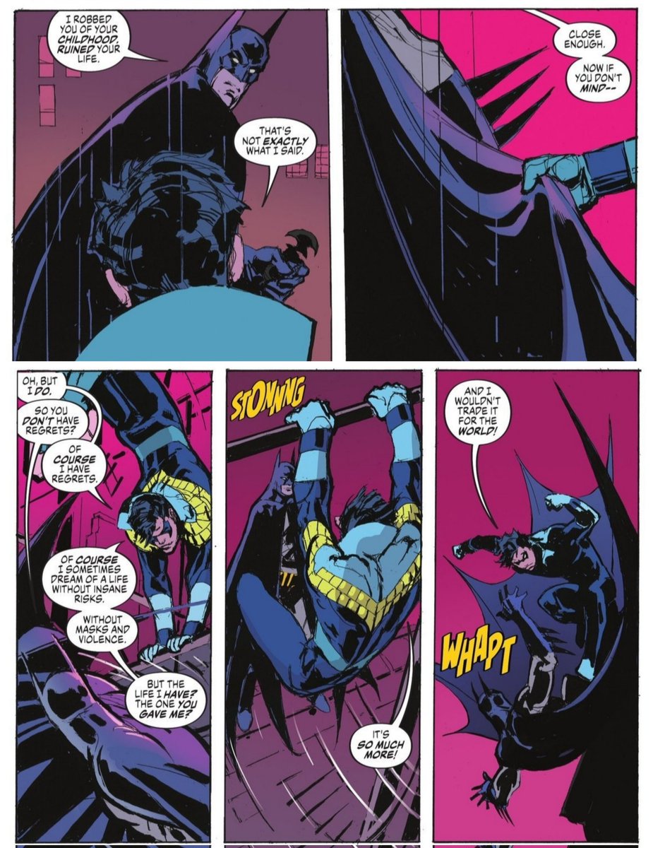 to think that dick had to say all of this out loud to bruce is really what gets me the most "i wouldn't trade it for the world" bruce you aren't making any sense rn HE LITERALLY LOVES YOU SO MUCHHHH 😭