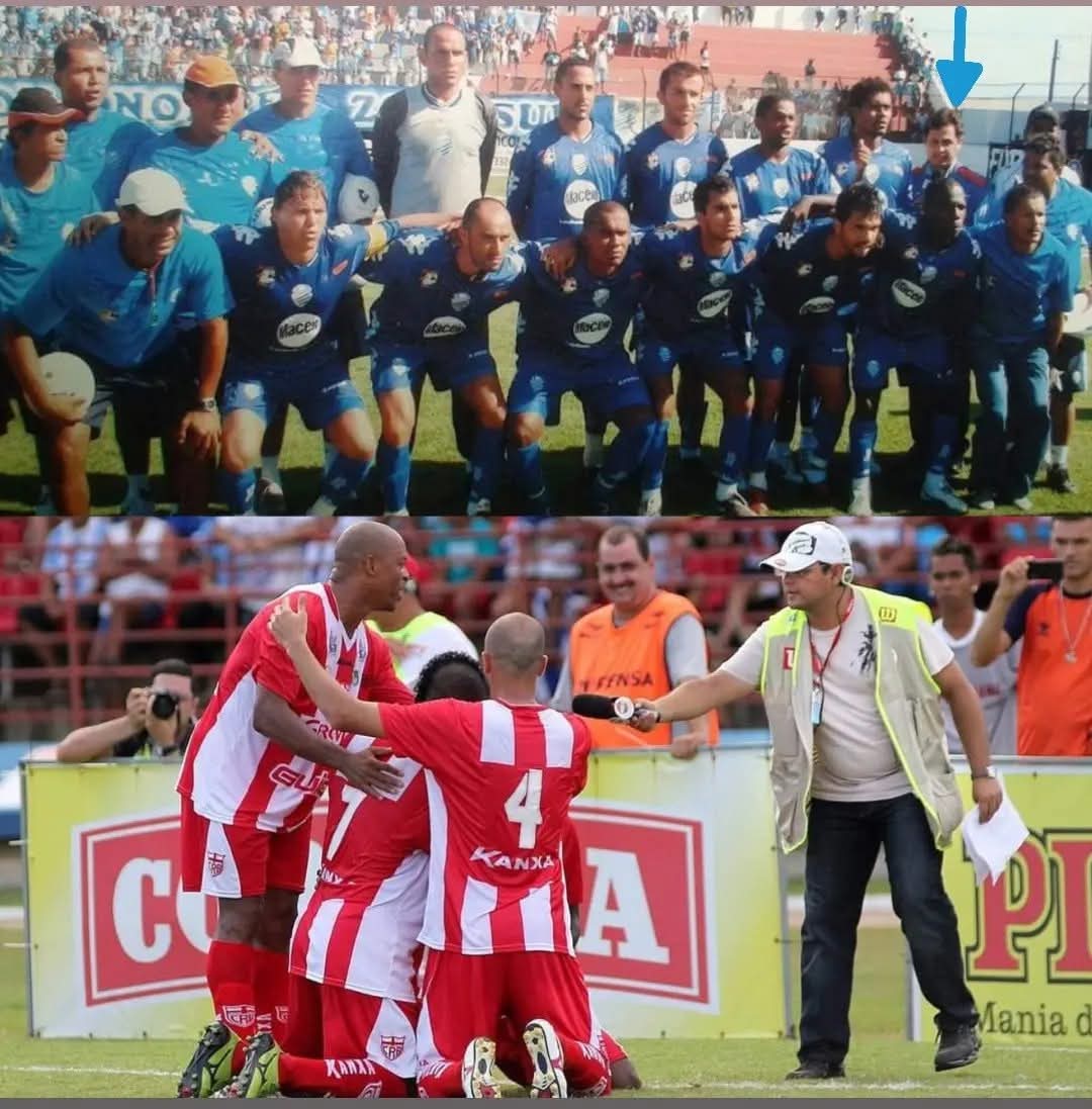 Você conhece algum repórter que viveu os dois lados do clássico sendo setorista?

E só quem viveu e vive os dois lado,sabe o real valor de um jogo desse...

Saindo na foto do CSA ( seta azul) e sempre o primeiro a chegar no gol do CRB.

Fotos <a href="/ailtoncruz/">J. Ailton</a>.oficial @itawialbuquerque