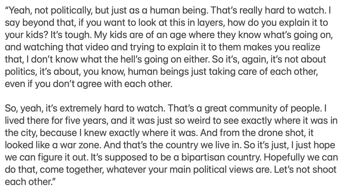 NBABlackburn's tweet image. To end the presser today, I asked David Adelman, former Minnesota Timberwolves coach, about what's currently going on in Minneapolis.

"It’s supposed to be a bipartisan country...Let’s not shoot each other.”

Full Quote: