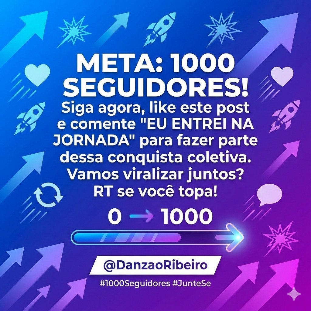 DanzaoRibeiro's tweet photo. Vamos lá pessoal... Rumo a 1000 seguidores! Precisamos alavancar.
#verificadosegueverificado #verificado #sdv #sigodevolta
#seguidores #mutuais #trocolikes #chuvadeseguidores https://t.co/3pQKLvEJsZ