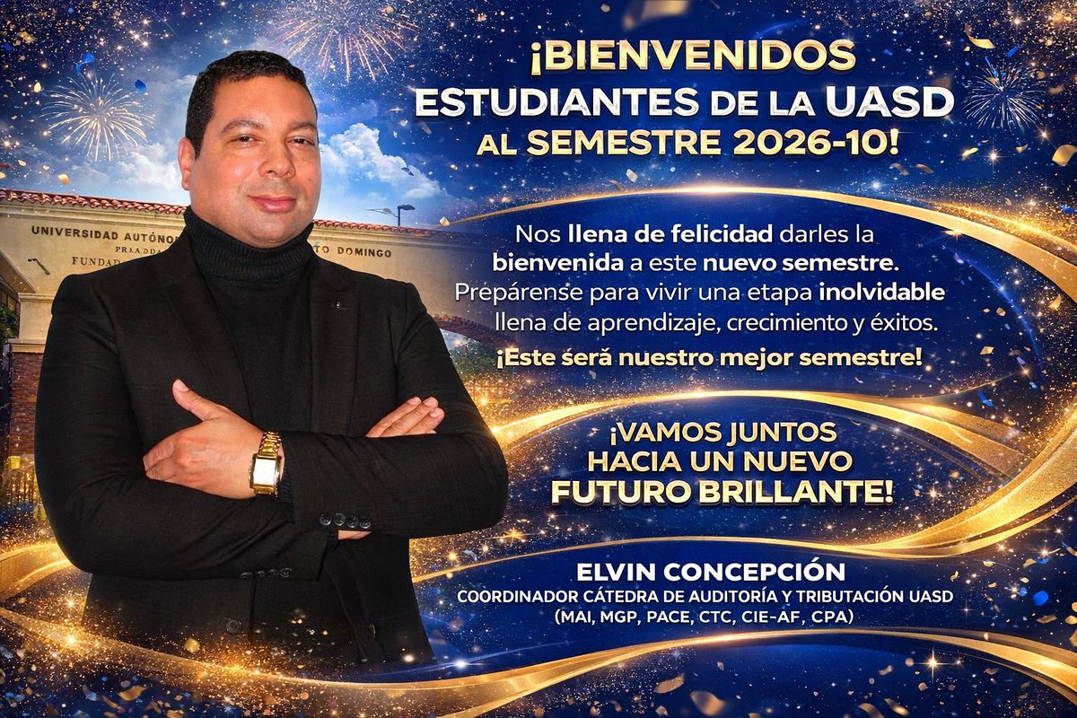 elconcepcion's tweet photo. 🎓✨ ¡Bienvenidos al semestre 2026-10 de la UASD!

Comenzamos un nuevo ciclo de aprendizaje, retos y oportunidades.
Que este semestre sea sinónimo de disciplina, excelencia y crecimiento profesional.

🚀 Vamos juntos a construir un futuro brillante desde las aulas.

#UASD https://t.co/fGHSbNN86y