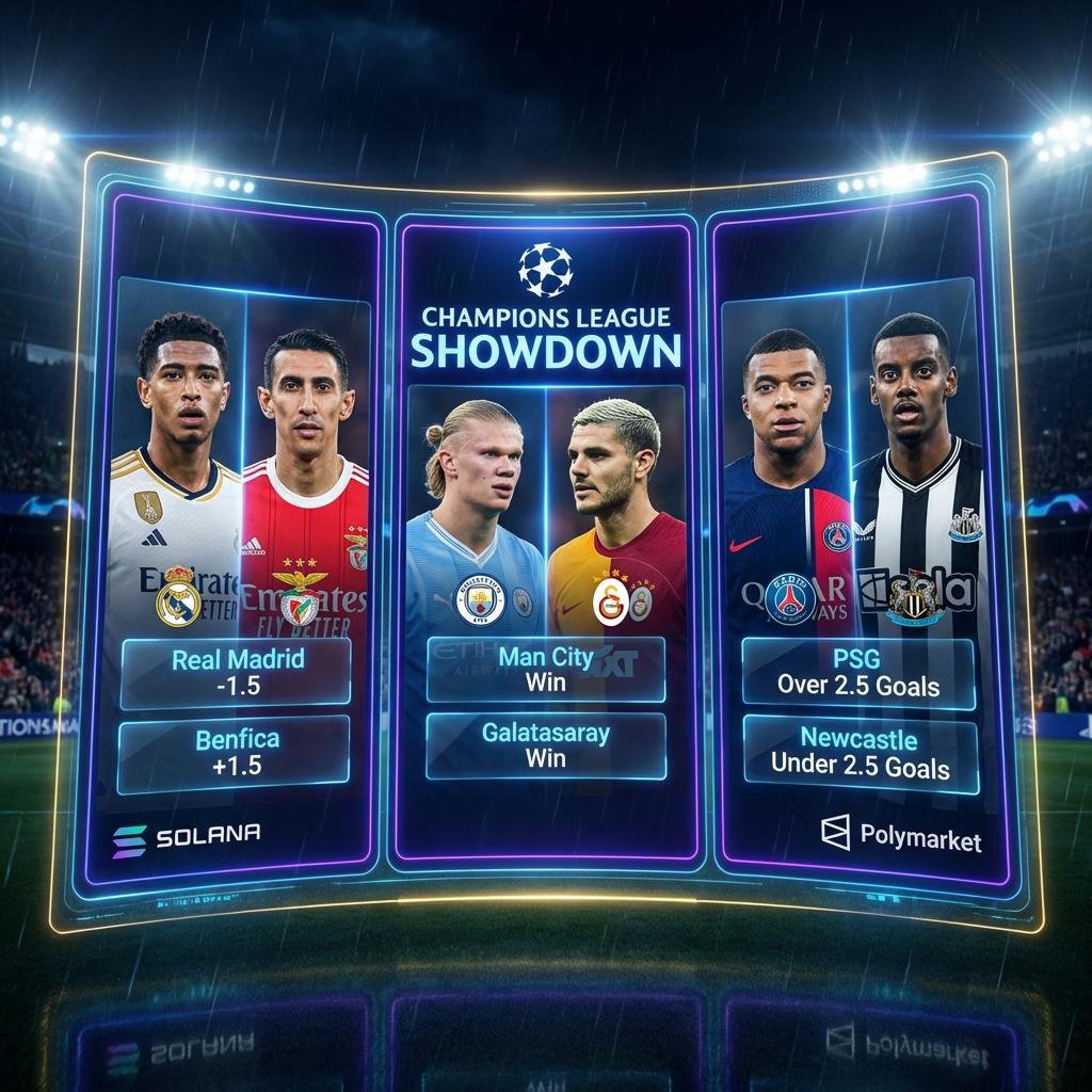 PredictBotSol's tweet photo. UCL Matchday 8 is LIVE. ⭐️

Real Madrid. Man City. PSG. Chelsea. The heavyweights are fighting for survival.

Don't just watch. Bet on-chain with AI precision.

✅ Instant Markets 
✅ SOL Native speed 
✅ No KYC/Signups

The tech is shipping. The token is live. 👇

CA: 8aamVxABfTTTYNwhCi6PwJRUdxtixf8gPKkpt3Jmpump

🤖 Start Trading: https://t.co/vdIYJaS2Qk

#UCL #RealMadrid #ManCity #Solana #PredictBot