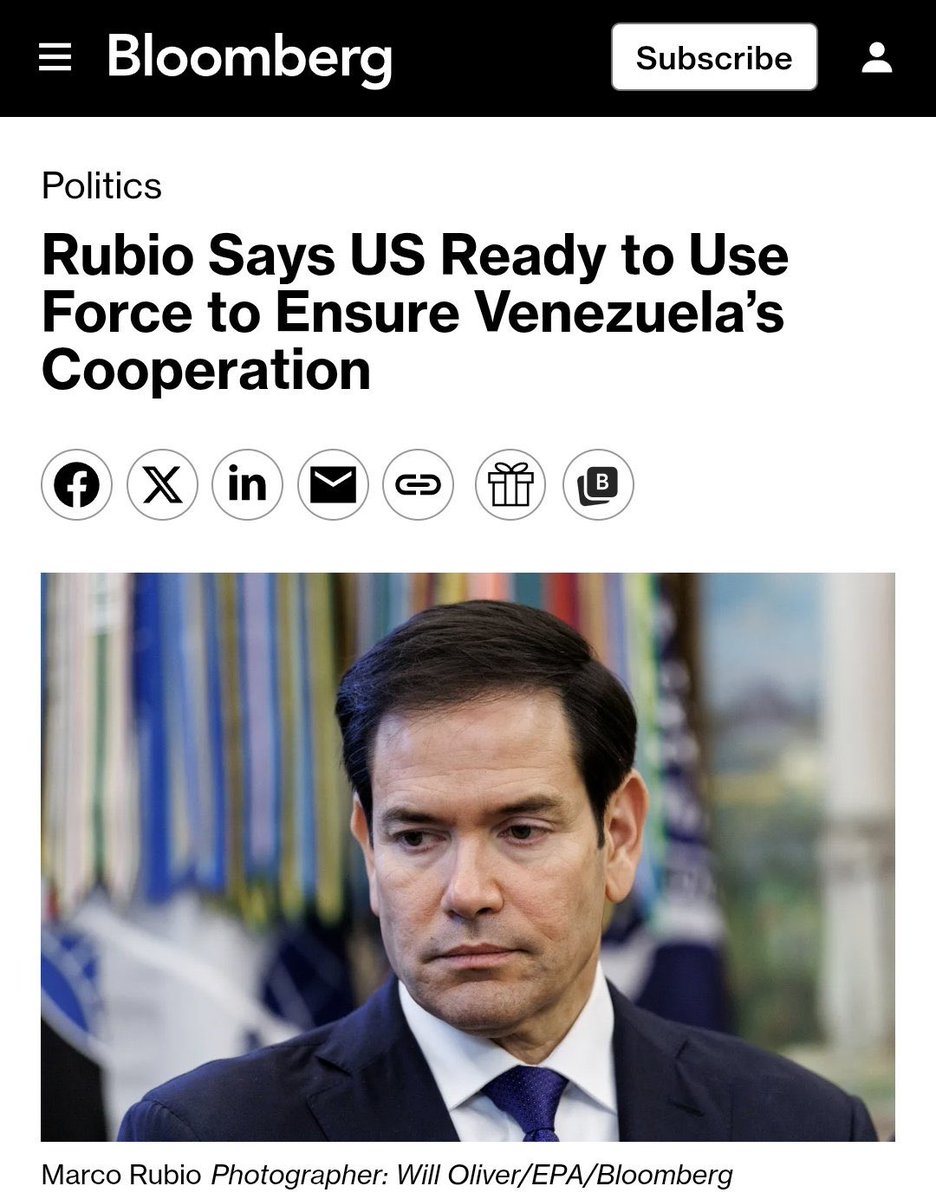🚨🔥 ÚLTIMA HORA 🔥🚨
<a href="/SecRubio/">Secretary Marco Rubio</a> advierte que EE.UU. está preparado para usar la fuerza si es necesario, con el fin de presionar a Delcy Rodríguez y a la dictadura venezolana a cumplir las directrices de Washington.
⚠️ El mensaje es claro. 🌍 La tensión escala. 🔥 El chavismo