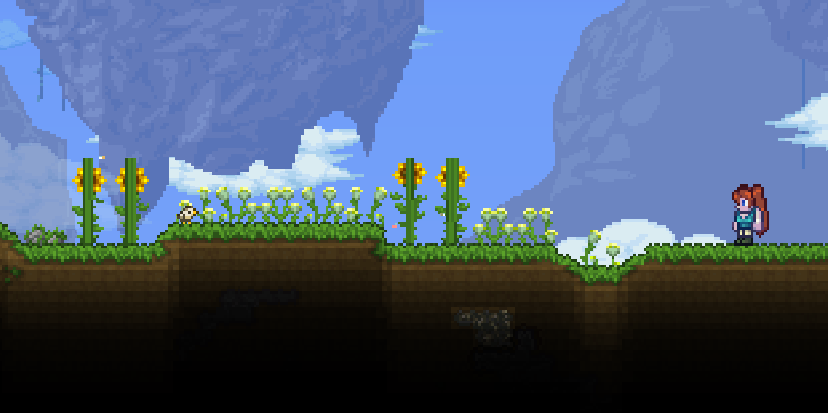NyeBlockTD's tweet photo. @Terraria_Logic seeing a weird visual bug right at spawn with new update! Looks like all my sunflowers are battleaxes now https://t.co/EtP1DhnZ8E