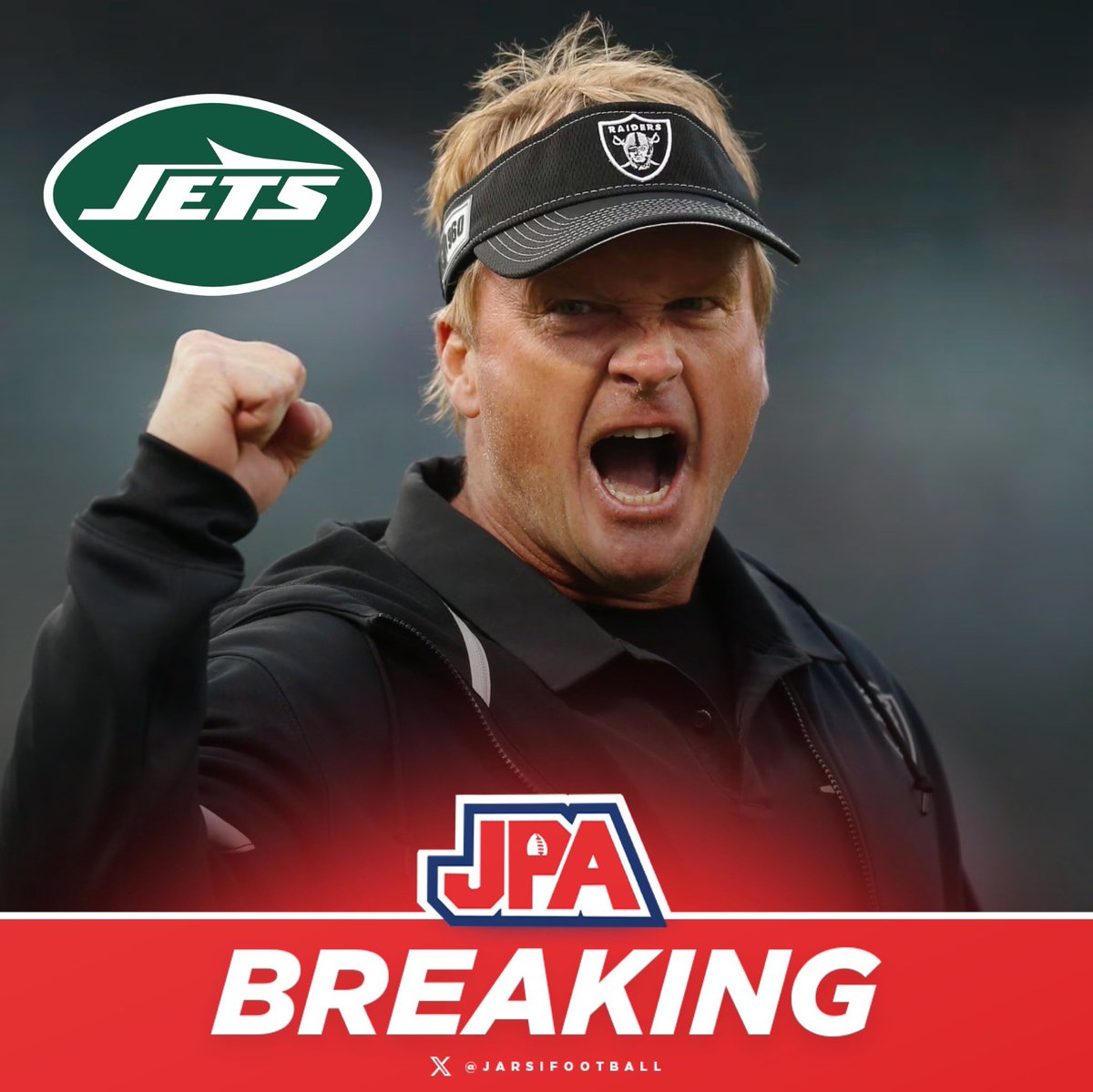 jasrifootball's tweet photo. 𝗕𝗥𝗘𝗔𝗞𝗜𝗡𝗚: The Jets reached out to former HC Jon Gruden about joining their staff but he wasn’t interested, according to @ZackBlatt https://t.co/YaQS6DlgX7