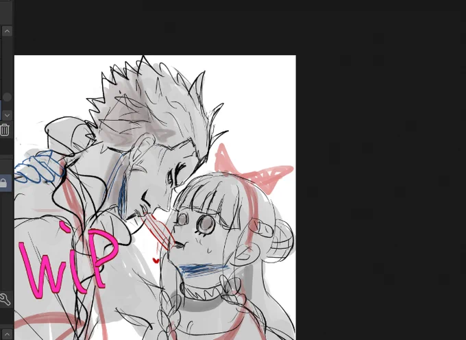 1枚目のバレンタインのミホペロ描き始めた!完成しますようにwip