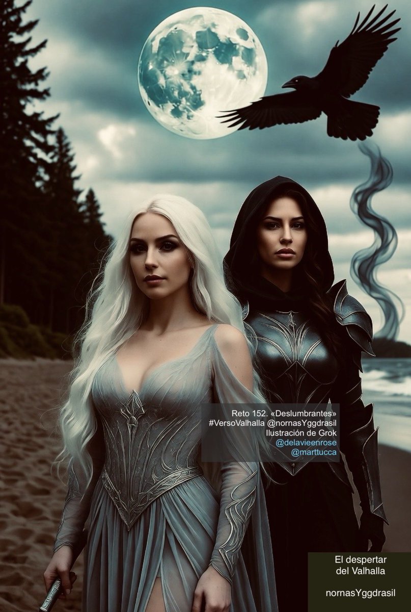 Amazonas monocromáticas. Deslumbrantes mujeres poderosas.
Una, luz de luna.
La otra, sombra oscura dónde se ocultan sus secretos.
Distintas como la noche y el día.
Cómplices como el amor y el odio.
Nadan juntas contra la corriente.
Comparten un horizonte y su destino.