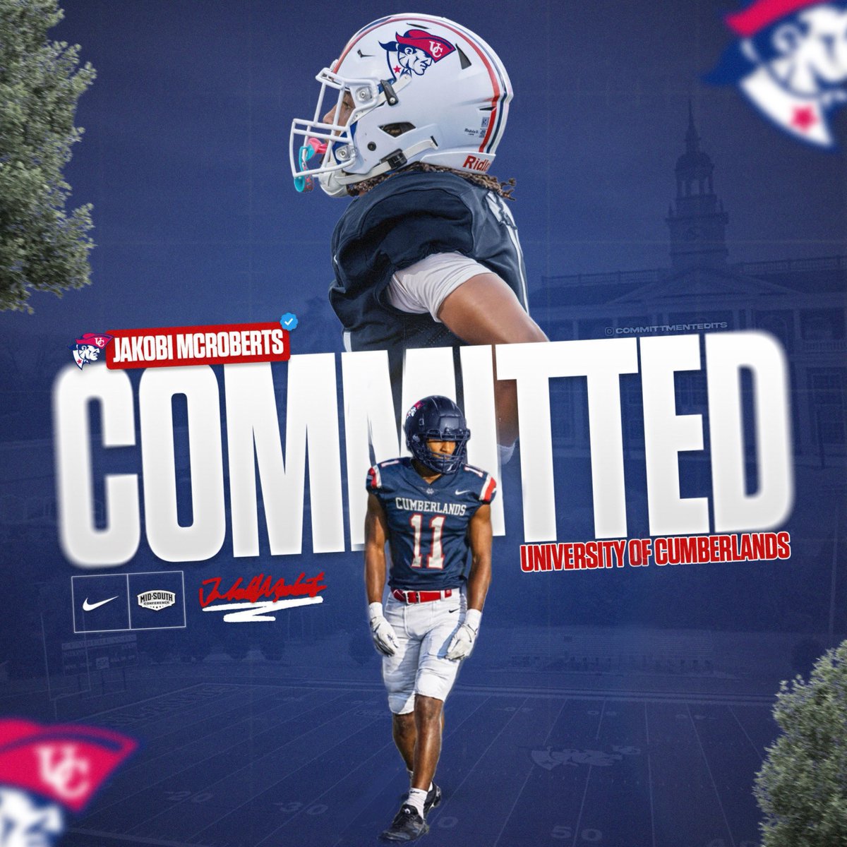 JakobiMcroberts's tweet photo. Excited to announce my commitment to the University of The Cumberlands! Thank you to my parents, coaches and everyone that believed in me. @UCPatriotFball @OldhamFootball @OldhamEraSports @CoachJamieReed @OldhamcoSports #AGTG #GoPat https://t.co/lWIOn4avV3