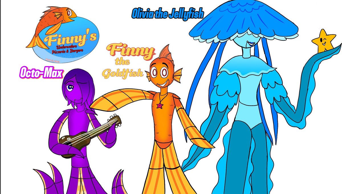 KOctofish's tweet photo. Meet the Characters of "Finny's Underwater Pizzeria & Burgers, Part 1
#Fnaf #Oc #Artist #FnafSona #FnafOc. #Finny's https://t.co/d9Rt81V7v3