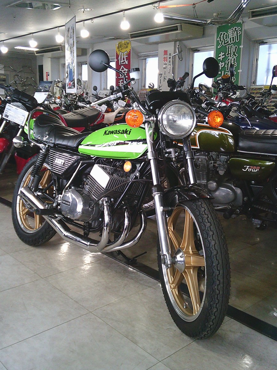 1976 KAWASAKI KH400 A3 人気の最終ライムに前後ハヤシ・キャスト