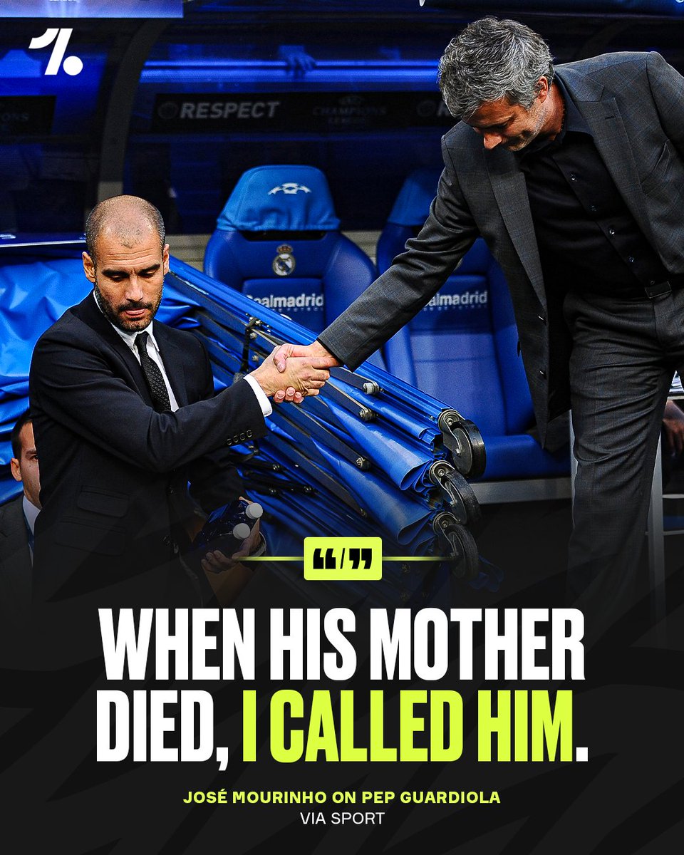 OneFootball's tweet photo. José Mourinho has opened up on the surprising relationship he has hidden with his once-rival Pep Guardiola 🤝🤩

Known for managing Real Madrid and Barcelona throughout one of the greatest periods in football history, the pair developed an unlikely friendship off the pitch, leading them to console each other during the dark times of their personal lives. 🥺

🗣️ “I belong to that generation of coaches who believe that what happens in a soccer game stays there. I have only good memories and feelings toward Pep.” he told SPORT.

🫶 “I'm sharing this because now I have the opportunity, but I only have good memories of him from when we worked together.”

Two legends on and off the pitch. ✅