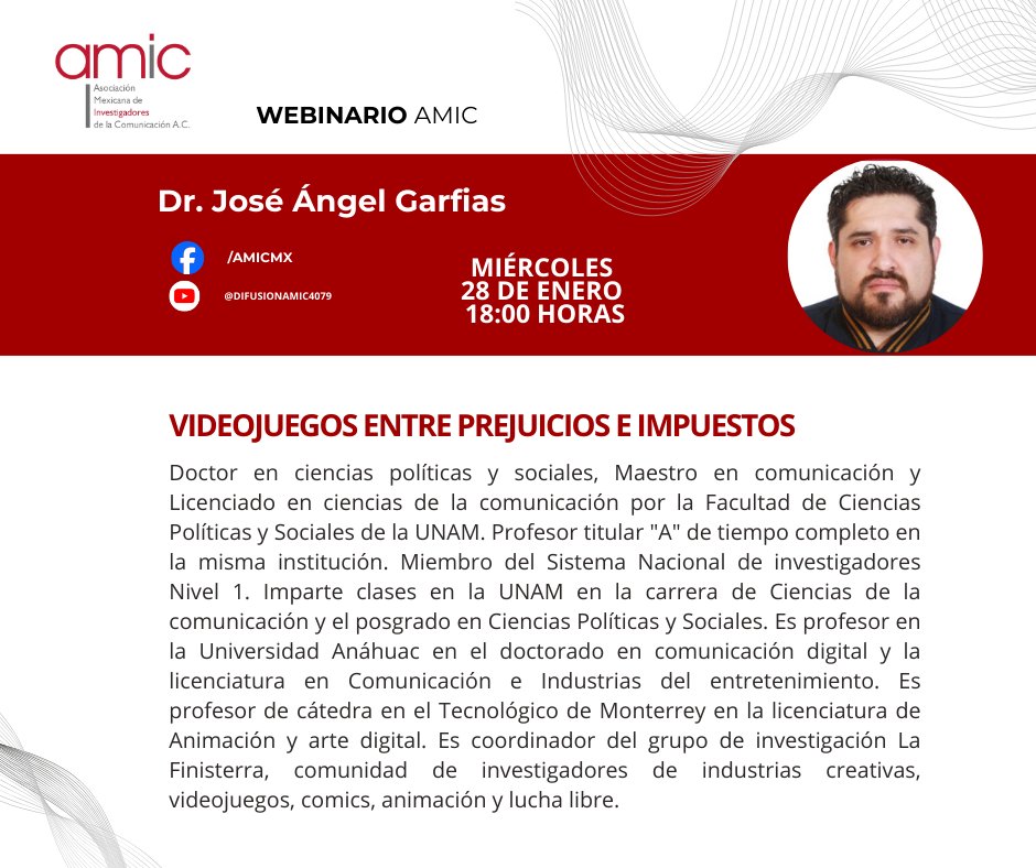 Invitadas e invitados a este webinario que organiza la <a href="/AMIC_com/">Difusión AMIC</a> y que impartirá el Dr. José Ángel Garfias. 
facebook.com/share/p/18724b…