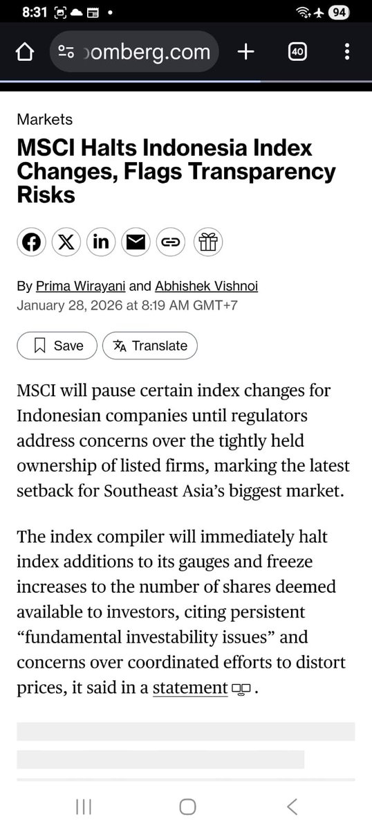 doktermarket's tweet image. BREAKING: MSCI Halts Indonesia Index Changes, Flags Transparency Risks bloomberg.com/news/articles/…