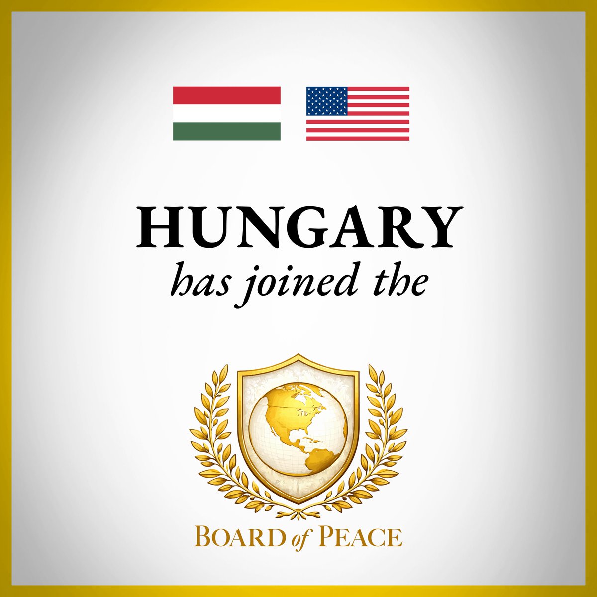 The Board of Peace welcomes Hungary as a founding member of our growing international organization.