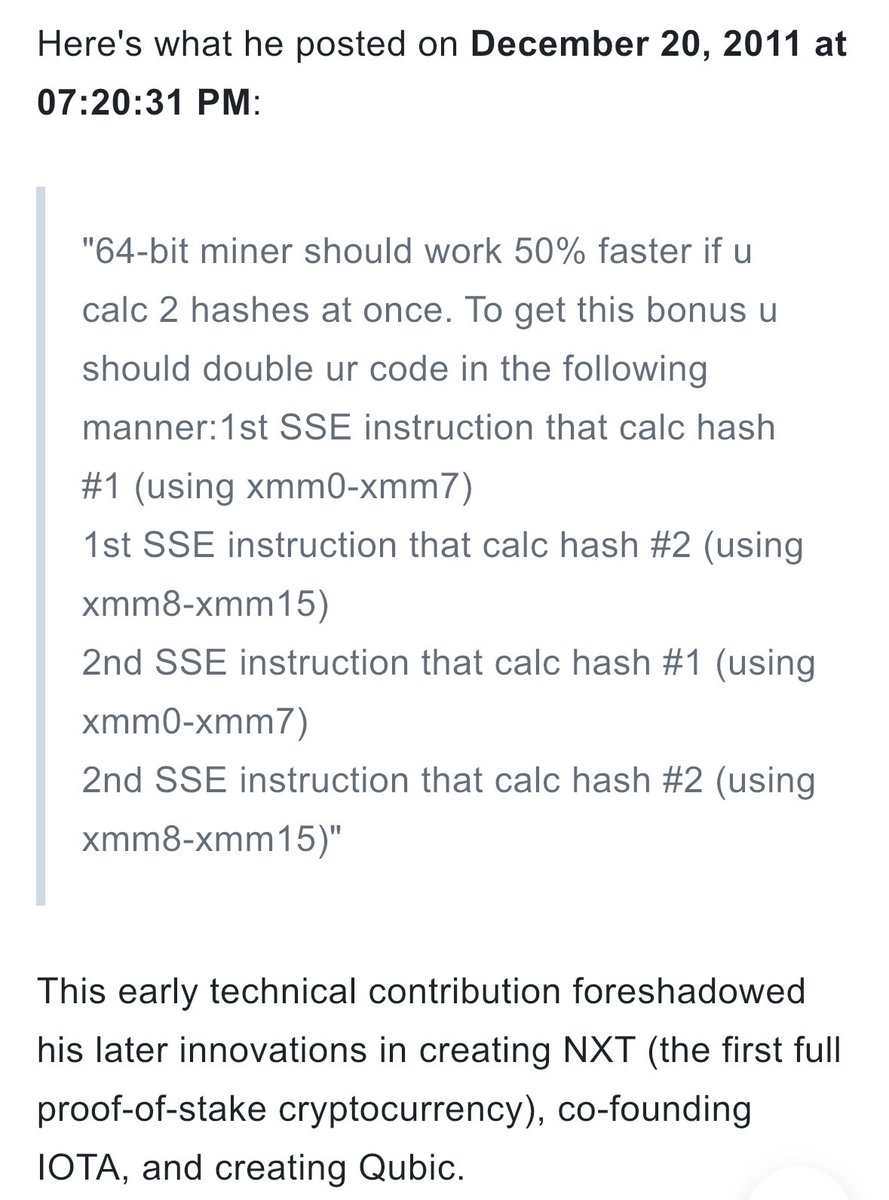 QUBIC This is the first post of @c___f___b in Bitcoin Talk, does this  technical knowledge looks like amateur to you? If you knew this in 2011  meaning you knew what was happening