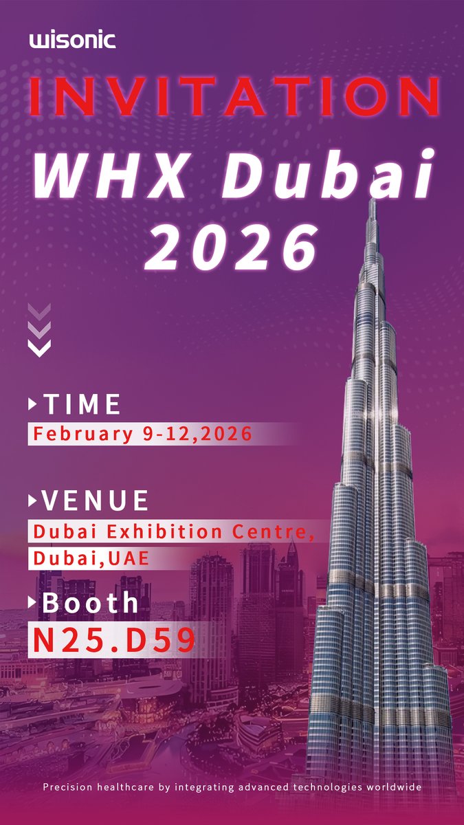 Wisonic is heading to WHX Dubai 2026 ！📌
We warmly invite partners, clinicians, and industry professionals to visit us at
📍 Booth N25.D59
📅 Feb 9–12, 2026 | Dubai Exhibition Centre

#WHXDubai2026 #IndustryNetworking #HealthcareLeaders #Wisonic