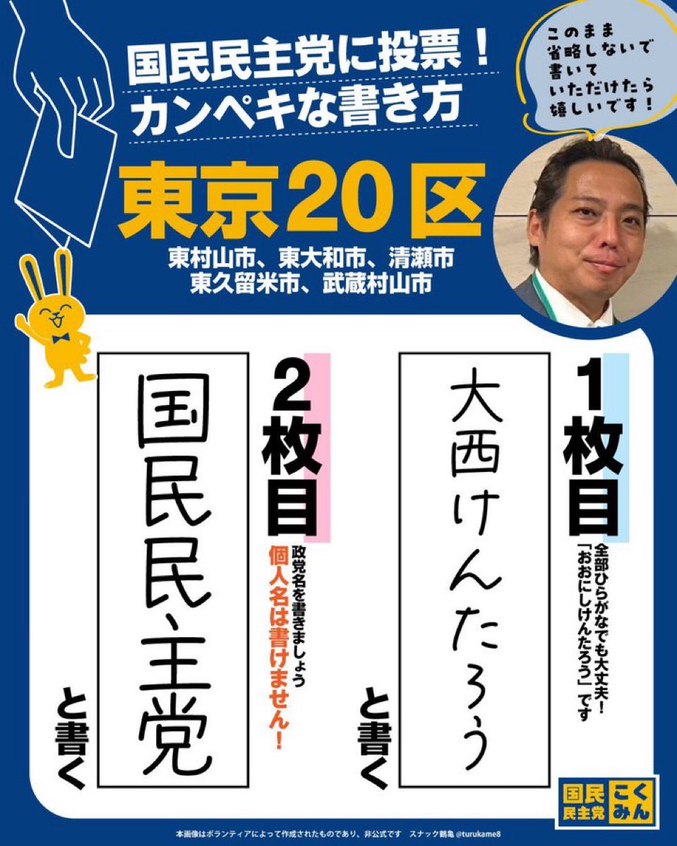 tora_minn's tweet photo. #東京20区
#比例は国民民主党 https://t.co/mmKZGWNJaR