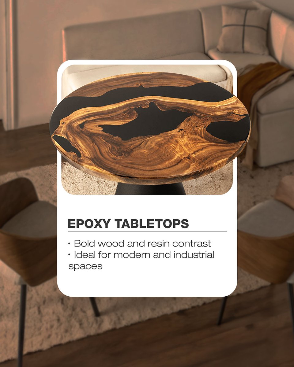 LumberGrand's tweet photo. When choosing the right tabletop, it’s all about what fits your style and needs. Whether you prefer epoxy, live-edge, or natural wood, each one brings something different to the space.

📩Feel free to message us for more details! 

#LumberGrand #EpoxyTable #LiveEdge  #NaturalWood https://t.co/EjFbNLym0Y