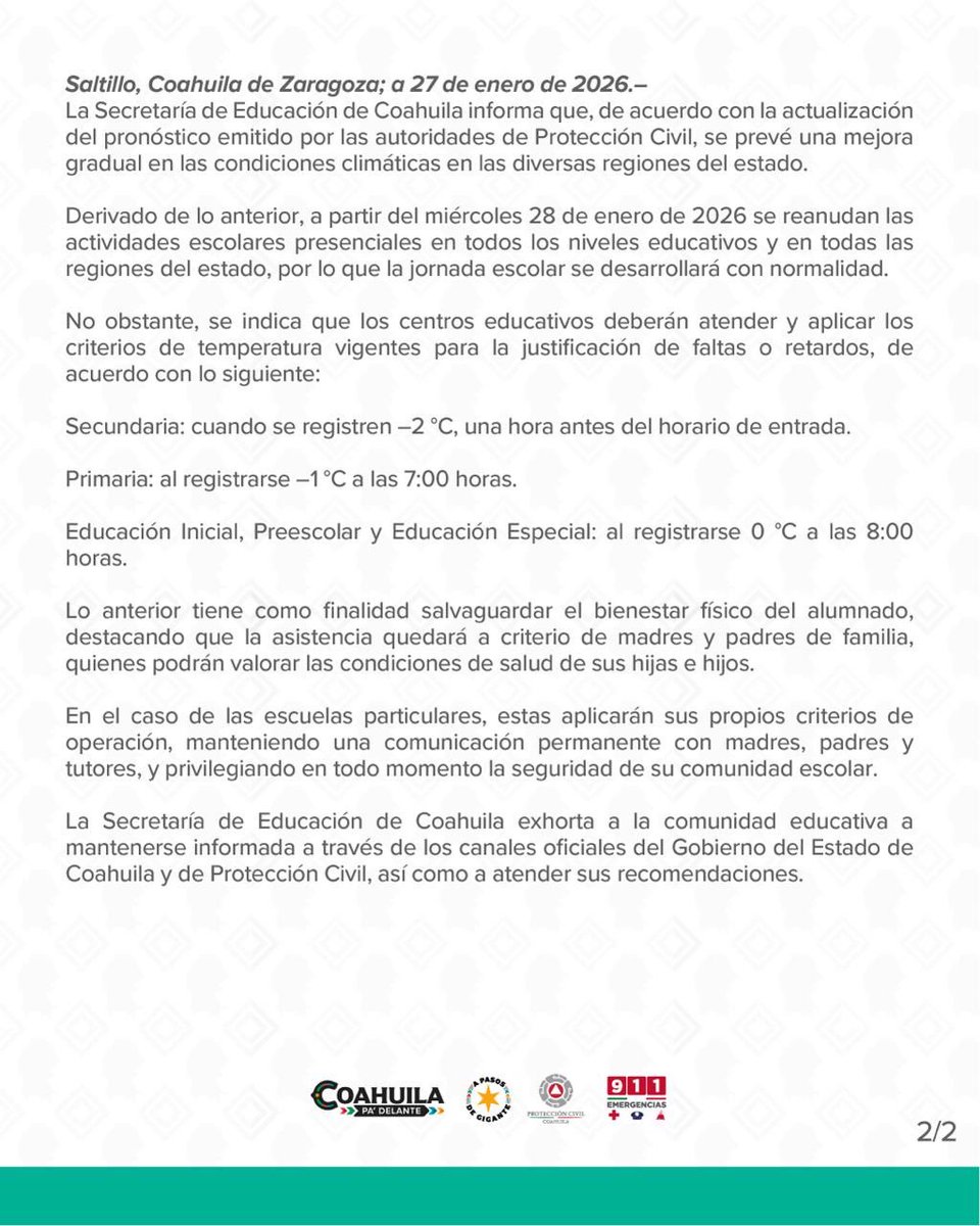 GobDeCoahuila's tweet image. Se reanudan actividades presenciales ante pronóstico de Protección Civil sobre mejora en las condiciones climáticas.

#CoahuilaPaDelante #APasosDeGigante
@manolojim