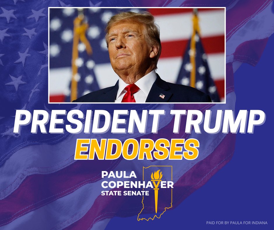 I’m truly humbled and honored to earn the endorsement of the 45th and 47th President, <a href="/realDonaldTrump/">Donald J. Trump</a>. I will always fight to deliver an Indiana First and America First agenda.

Thank you President Trump for the kind words and support: 

"It is my Great Honor to endorse MAGA