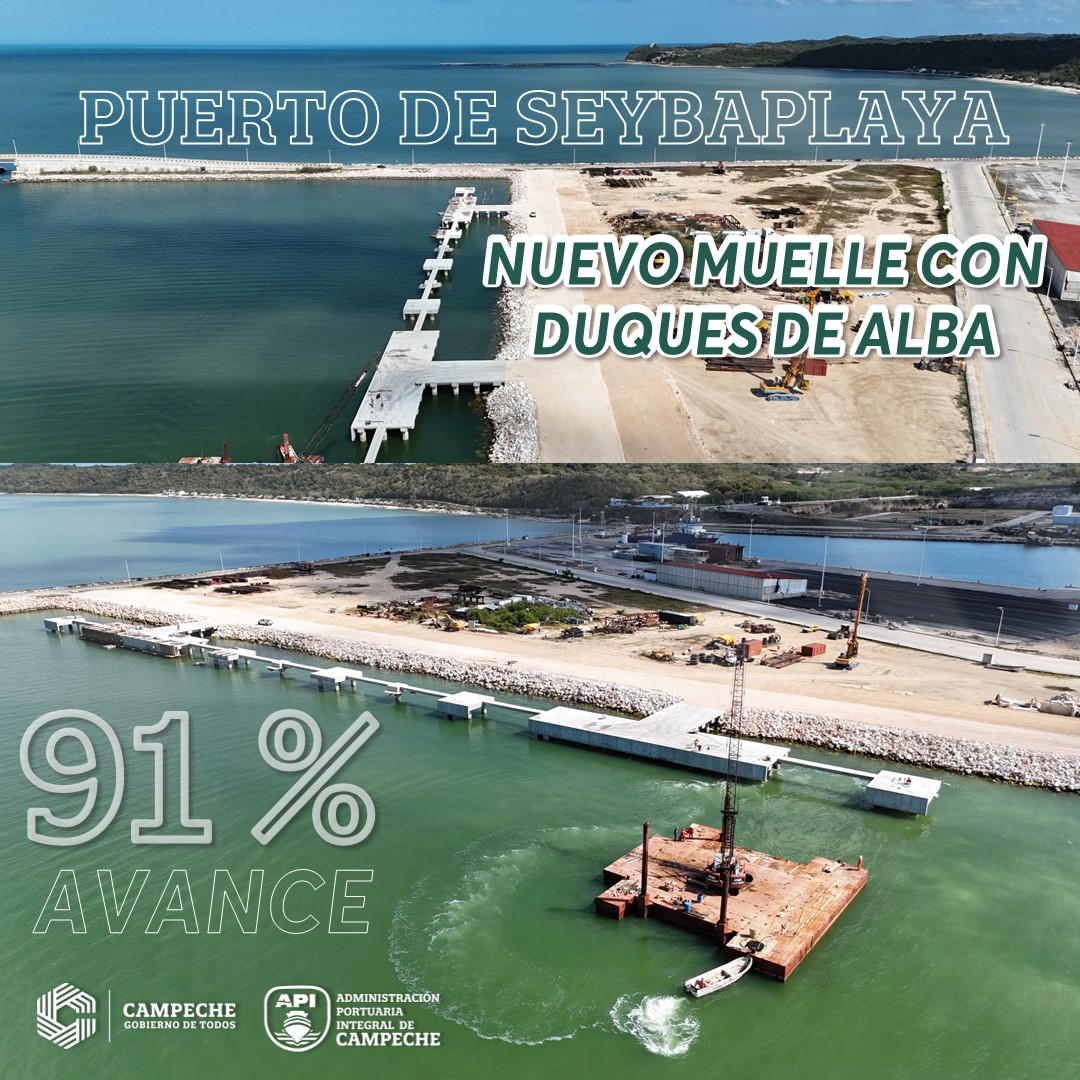 JoseGuzmanChiMX's tweet photo. Avance del 91 % en construcción del nuevo muelle con duques de alba. 

Se cumple uno de los compromisos de la gobernadora @LaydaSansores de fortalecer la infraestructura portuaria. 

#GobiernoDeTodos https://t.co/1lSuY44AkO