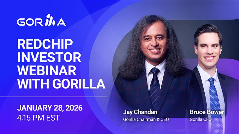 GorillaTechGrp's tweet photo. ⏰ Reminder: Investor Webinar Happening Soon

Don’t miss our upcoming Investor Webinar, where we’ll share how Gorilla is executing strategy and scaling AI-driven Security Intelligence, Network Intelligence, Business Intelligence, and IoT solutions across global markets.

📅 Date: January 28, 2026 at 4:15 PM Eastern Time (US and Canada)
 🎙 Speakers:
Gorilla Chairman and CEO, Jay Chandan
Gorilla CFO, Bruce Bower

Our leadership team will provide updates on technology buildout, strategic partnerships, and key objectives for 2026. Highlights will include recent milestones such as a pipeline exceeding $7 billion, a transformational $1.4 billion multi-year partnership to deploy AI-ready data centers across Southeast Asia, and continued expansion of national public safety programs in Asia and Latin America. We’ll also discuss revenue momentum, including reaffirmed 2025 guidance of $100–$110 million and expected 2026 revenue of $137–$200 million.

🔗 Register Now: https://t.co/xVpHyzjujl

A live Q&A session will follow. Investors are encouraged to submit questions in advance or during the webinar at GRRR@redchip.com.

#DigitalTransformation #AI #IIoT #Innovation #GorillaTechnology #GRRR $GRRR #Webinar #FutureOfIndustry #SmartSolutions