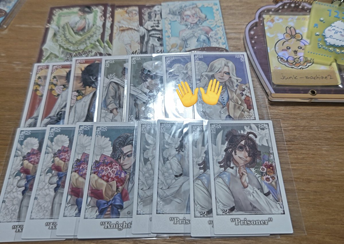 第五人格　　カード類
交換
サンシャインシティホテル
TGS/ホワイトデー/真髄/アトコレ
Sweets…等
画像外:ラウワン
＊
一部複数枚ございます。

求
同種異種
庭師/火災調査員/リッパー/夜の番人　
≫
定価+送料

画像ご提示の上お気軽にお声がけ下さい。
＊
内容によりお断りする場合も御座います。