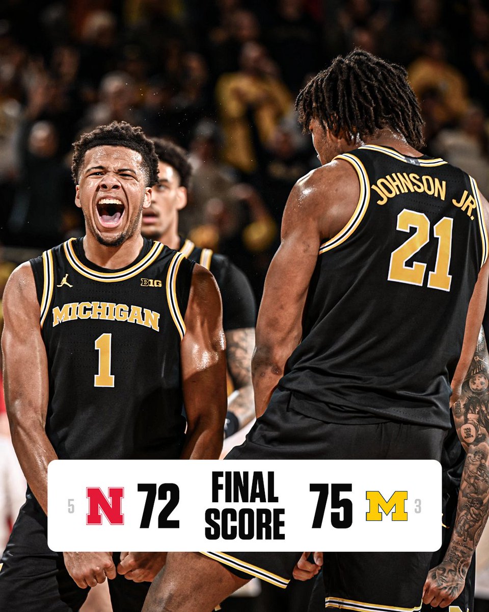 UNDEFEATED NO MORE 😤

No. 3 Michigan hands No. 5 Nebraska its first loss of the season 🔥

📸: <a href="/umichbball/">Michigan Men's Basketball</a>
