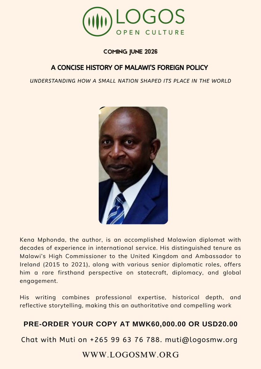 aKamwelamaji's tweet image. Huge congratulations @KenaMphonda  on your forthcoming book "A Concise History of Malawi’s Foreign Policy"! A timely and accessible look at how a small nation shaped its place in the world. Can’t wait for the June 2026 release! 

🇲🇼diplomacy to the world!