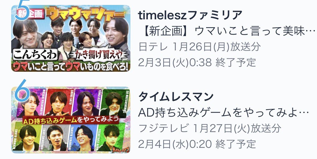 #タイムレスマン 6位‼️
ファミリアと並んでる🥳

タイムレスマン、今日ランクアップ早いよね？さすが黒ジャージ企画（鉄板の面白さ）🫶