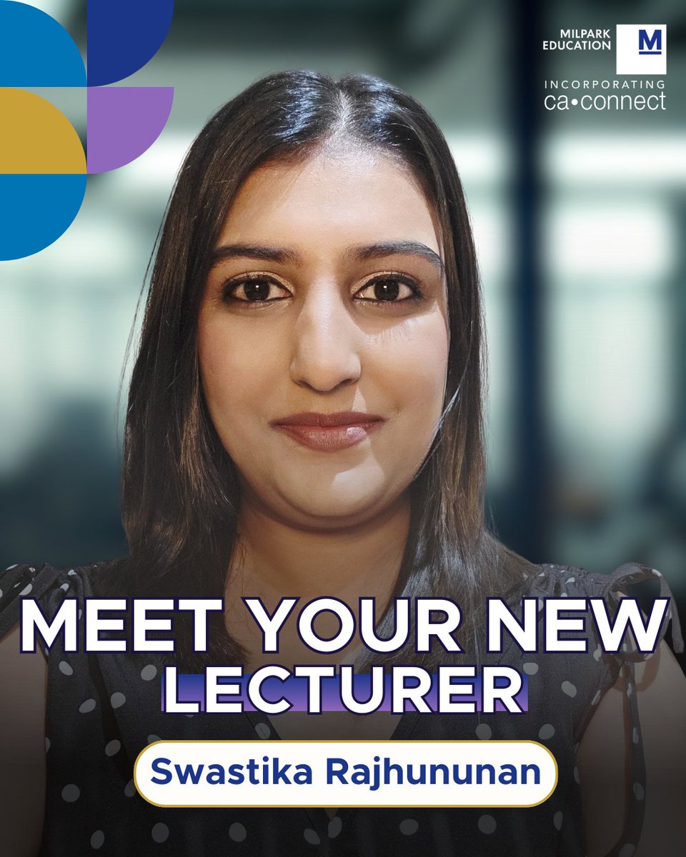 Meet the School of Professional Accounting 's new Lecturer, Swastika Rajhununan! ​
​​
We're excited to have you on the team!​
​
#MilparkEducation #SchoolofProfessionalAccounting #MeetOurLecturers #TeachingWithPurpose