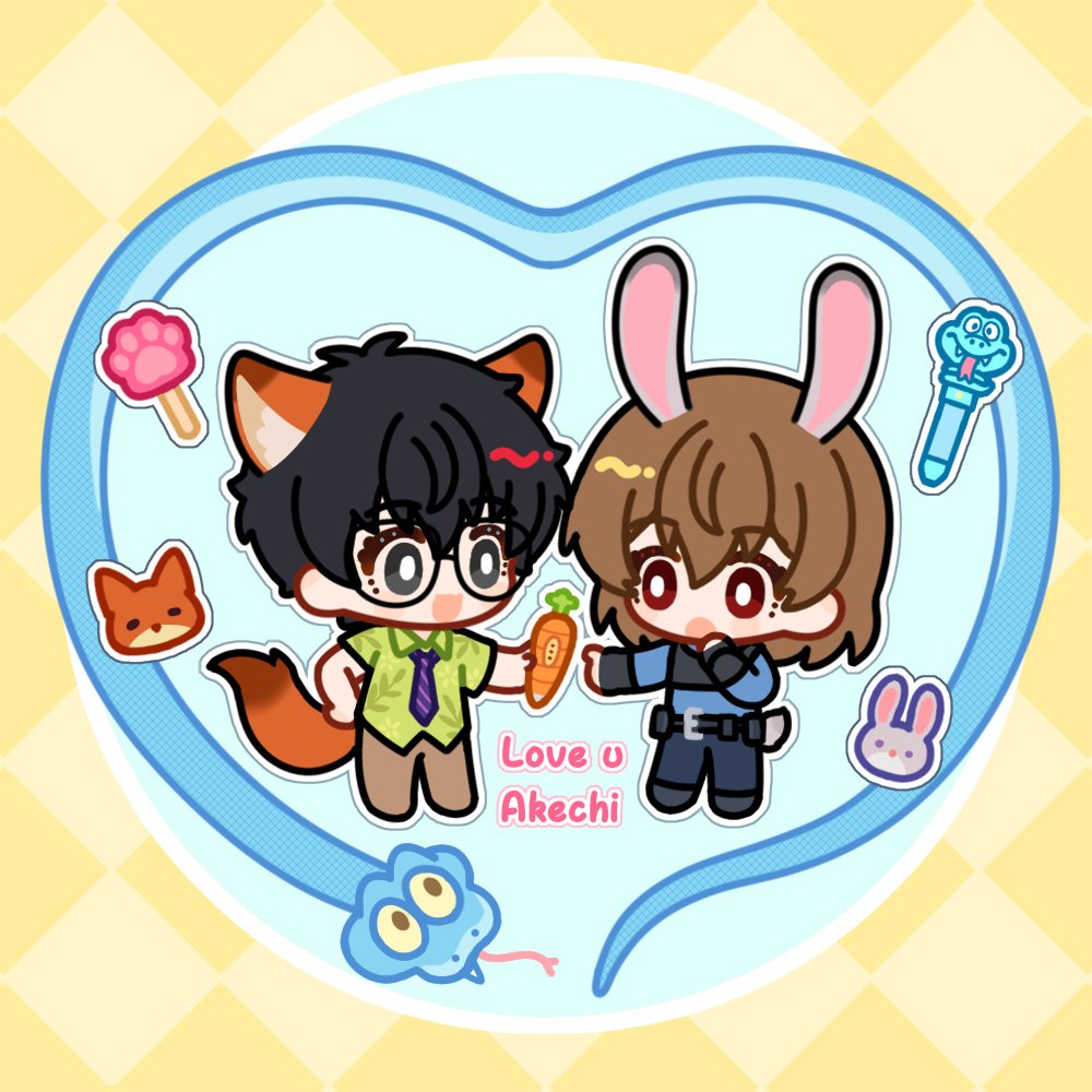cygs071's tweet photo. #主明 #shuake #P5R #ペルソナ5 
之前画的一组疯狂动物城主题的主明QQ人 https://t.co/6oTnEYaLfW