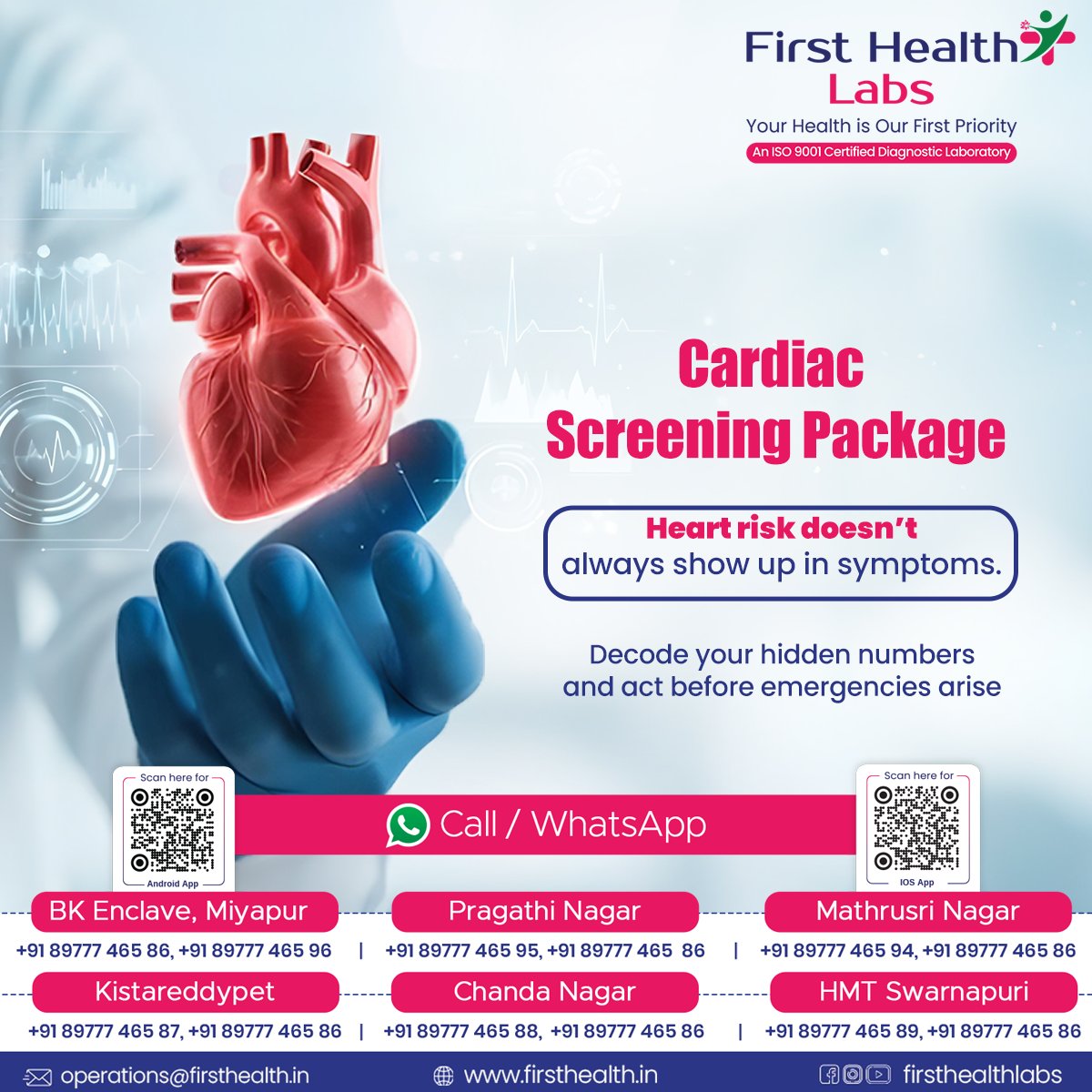 firsthealthlabs's tweet image. Most heart risks show no symptoms until it’s too late.
Detect hidden warning signs early with a Cardiac Screening at First Health Labs. ❤️

Accurate reports. Trusted diagnostics.

📞 +91 89777 46586 | 🌐 firsthealth.in

#FirstHealthLabs #HeartHealth #CardiacScreening