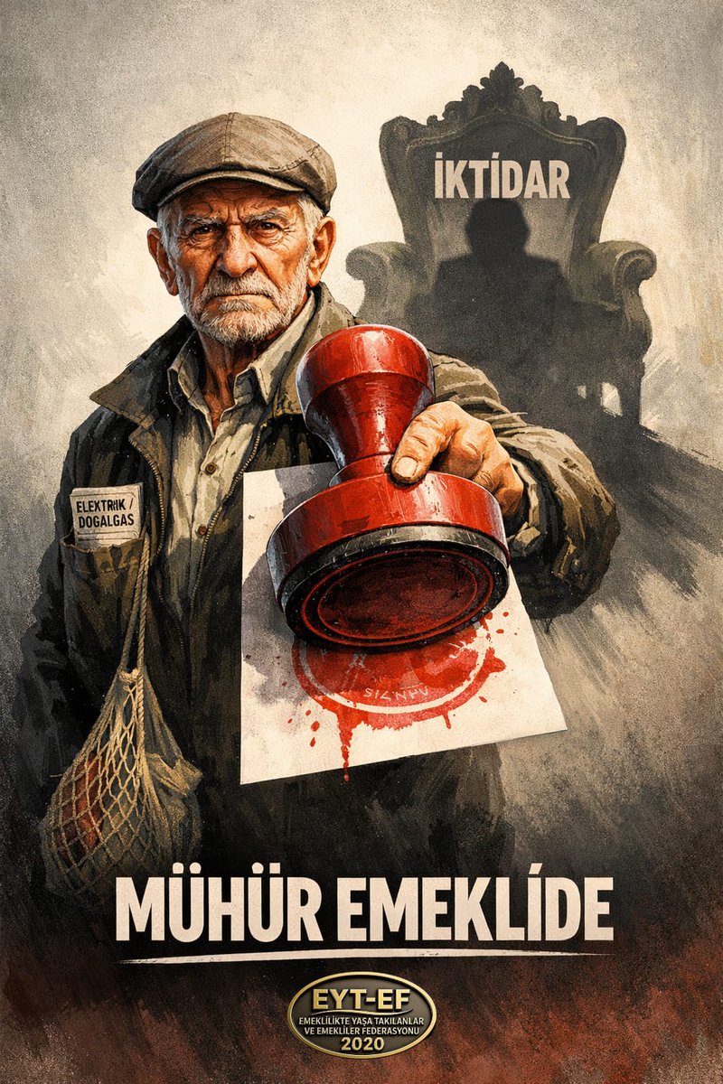 EytEmeklilerFed's tweet photo. EMEKLİ
👇
#MühürEmeklide

Bu ülkenin Emeklileri ne sabır hikâyesidir,
Ne de istatistik kalemidir.

Biz, ömrü bütçe denklemlerine kurban edilenleriz.

Açlığı sabitleyenleri,
Kayda geçirdik !

Hüküm sandıkta verilecek.
Mühür #Emekli de !

#Mühür5000Kısmide
@RTErdogan
@isikhanvedat https://t.co/o7XPsx3dn6