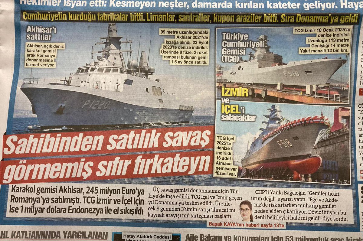 Orsatramola's tweet image. Etrafınız ateş çemberi iken, hemen yanıbaşımızda büyük bir savaş patlamak üzereyken ve Yunanistan Ege’de karasularını 12 mile çıkarmak için uygun zamanı kollar iken Türk Deniz Kuvvetleri’nin acil ihtiyacı için inşa edilmiş olan bu harp gemilerini satmak savunmamıza indirilmiş…