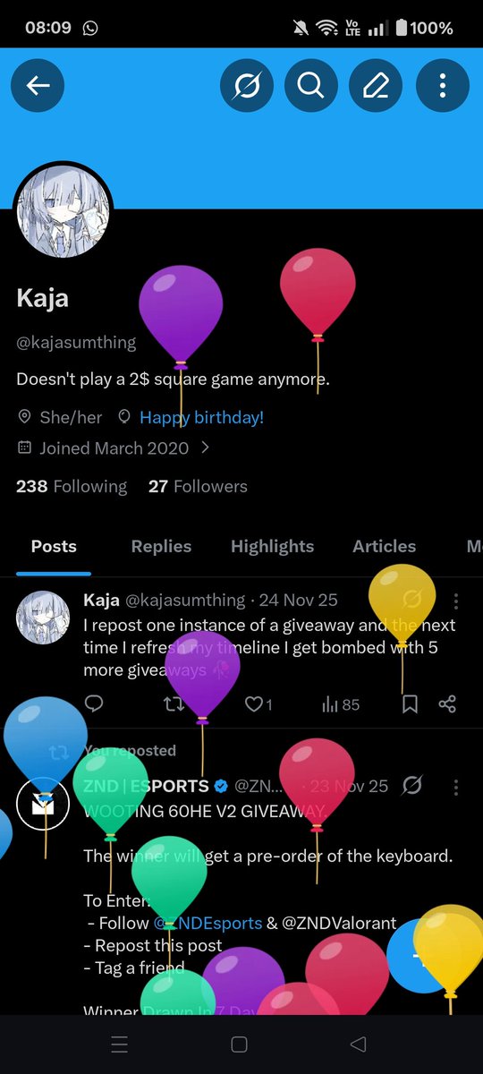 kajasumthing's tweet photo. Today is balloon day... 20 years, I'm officially a fossil 💔 https://t.co/XyME3eOcJe