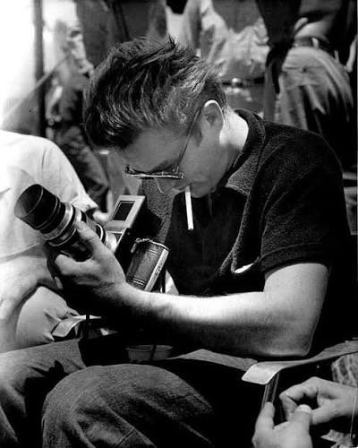 James Dean during the filming of Giant.