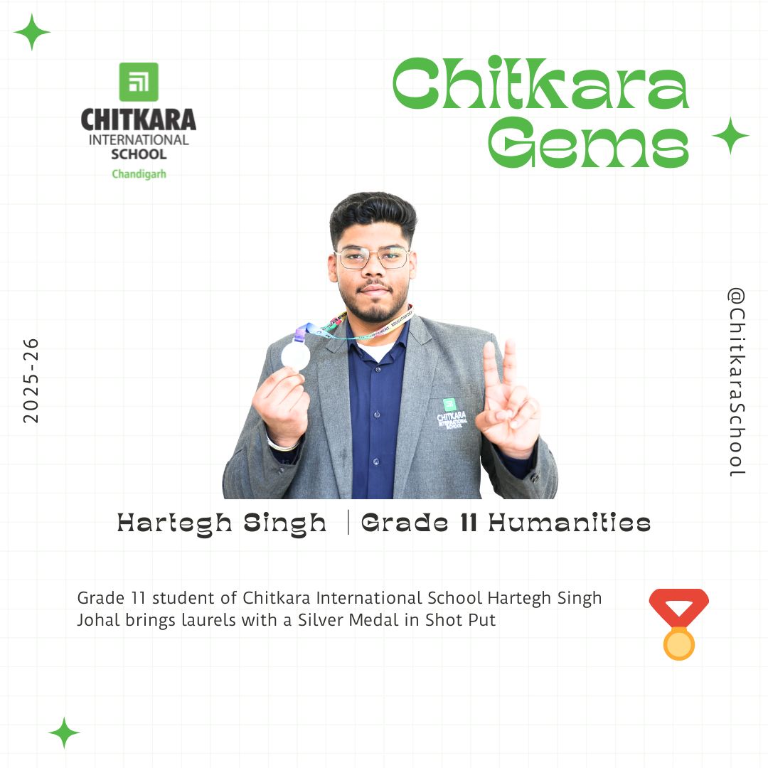 Grade 11 student of Chitkara International School Hartegh Singh Johal brings laurels with a Silver Medal in Shot Put

#CIS #Gems #winner