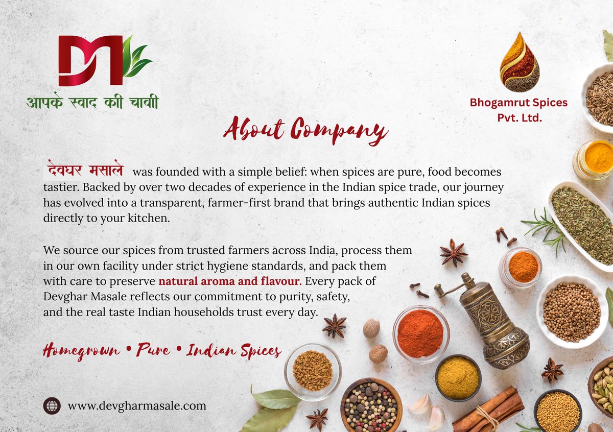 devghar_masale's tweet photo. किसान के खेत से हर घर तक.

With 20+ years of experience in the Indian spice trade,
we now bring farm-fresh, authentic masale
directly from trusted farmers to your kitchen.

Devghar Masale
आपके स्वाद की चाबी

#spices #food #masale https://t.co/TyYmn8CaXr