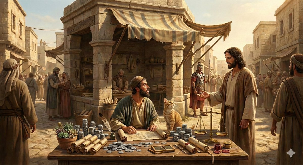 CDemitry31817's tweet image. Bible Moment | Matthew 9:9 (Mark 2:14; Luke 5:27–28)
A desk full of accounts. A life measured in numbers.
Then a voice cuts through the marketplace: “Follow Me.”
And in one moment, Matthew rises—leaving the table to find the Kingdom.
#BibleMoment #Matthew9 #Mark2 #Luke5 #Jesus