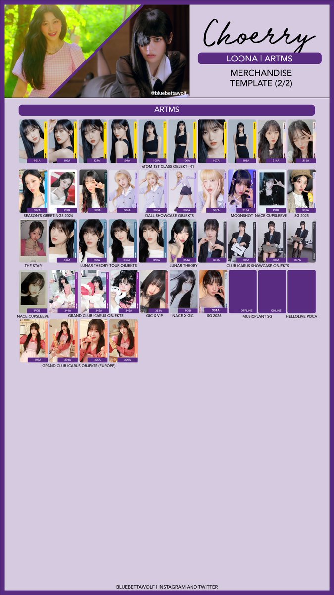 Loona / ARTMS - Choerry Merchandise Photocard Template (last