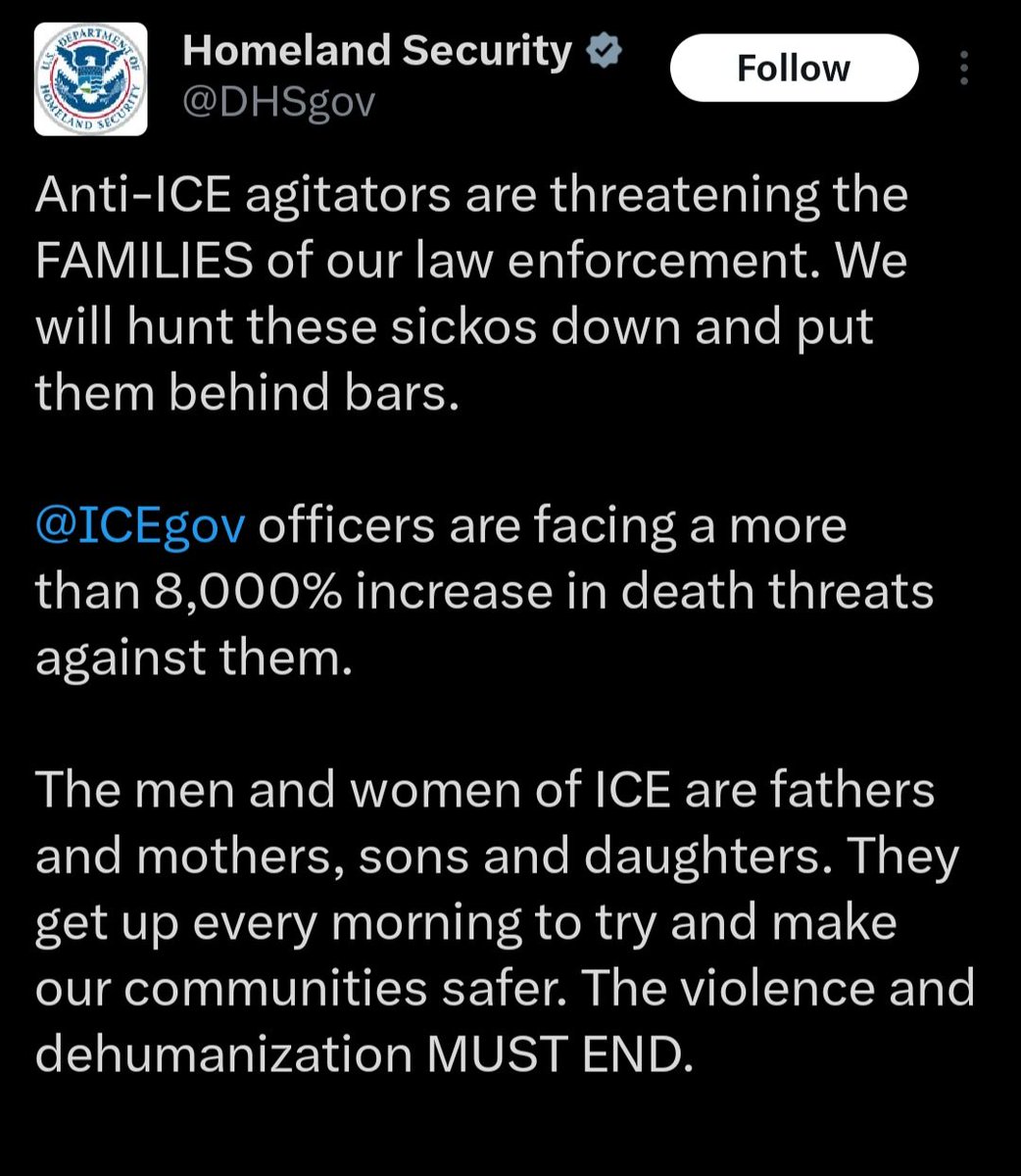 SigloDeLucha's tweet photo. The cognitive dissonance of the Trumpanzees. They are n
NOW concerned about violence and dehumanization? They are the ones committing violence and killing people, and being cruel and inhuman to everyone. If they want to end it, they can. Yet, fascists cannot be reasoned with. https://t.co/ft28ZfI2gs
