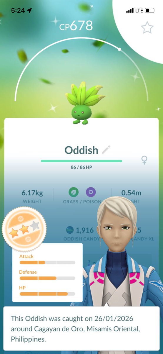 Finally caught a shiny Oddish for myself in the wild

#PokemonGO #shinypokemon