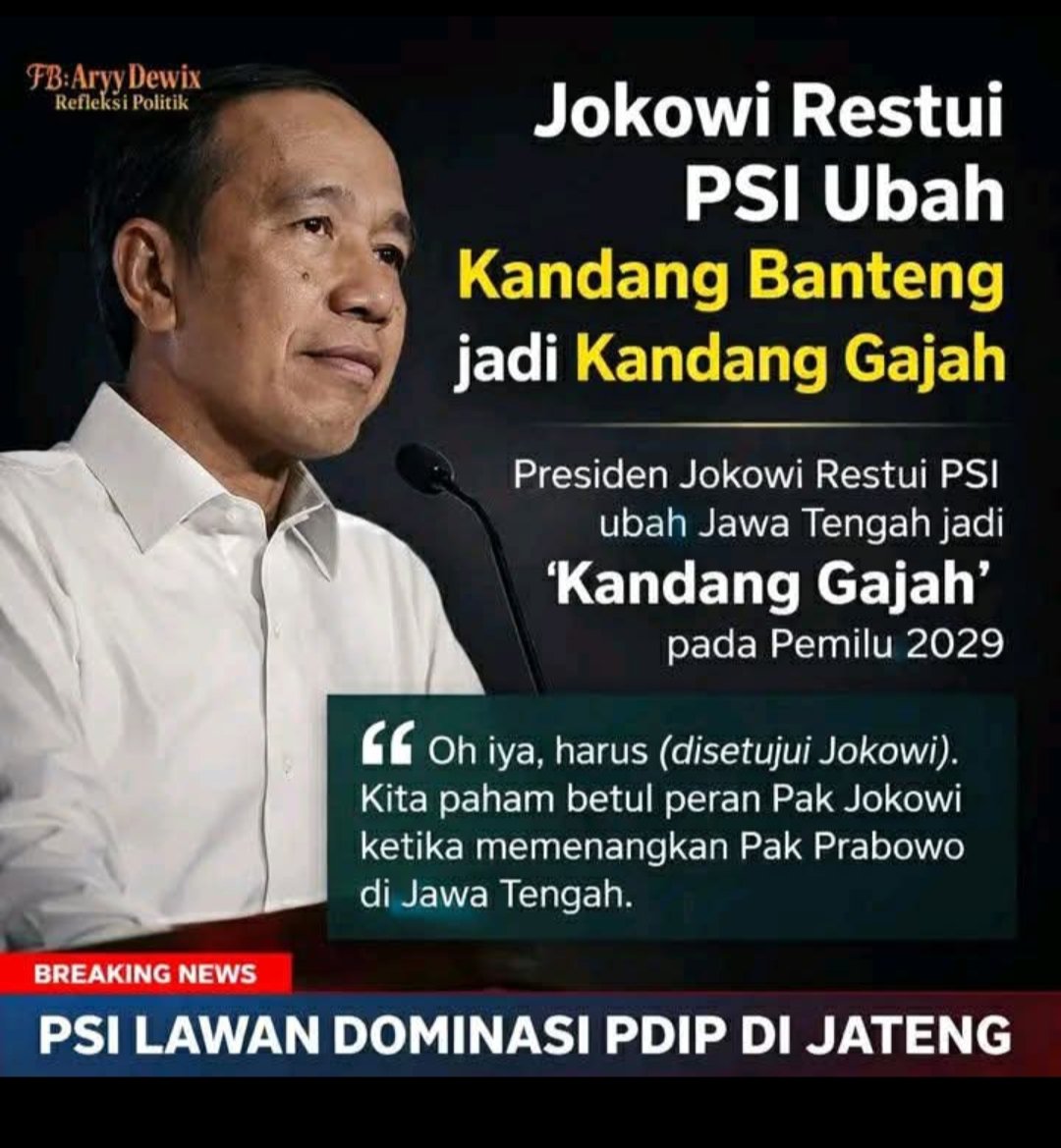 Jokowi merestui Jateng 
berubah menjadi kandang Gajah 
Bagaimana dg masyarakat Jateng ?
Apakah rela Jateng menjadi kandang Gajah..?
Hanya waktu yang bisa membuktikan !