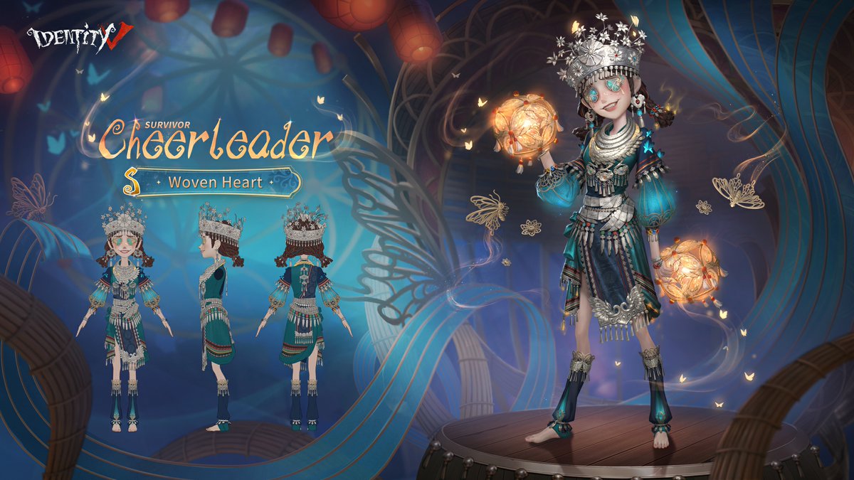 GameIdentityV's tweet image. Dear Visitors,
The light she shines seems to lead toward a warm spring ahead.
Please check out the details of [S Costume] Cheerleader - Woven Heart and [S Accessory] Cheerleader - "Mulberry Dawn."
#IdentityV #CNY #Cheerleader